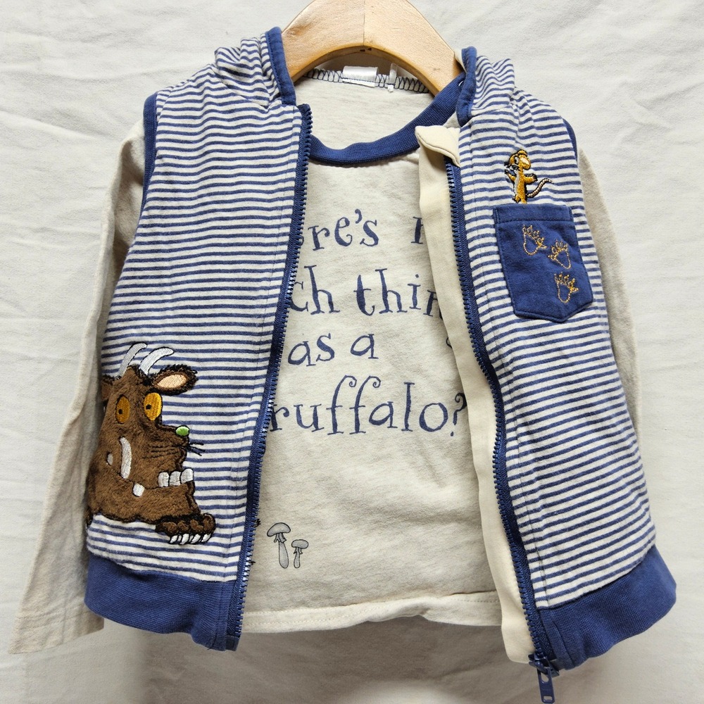 Tu The Gruffalo Vest and Shirt Set Kids 18-24 Months‎ Blue Striped Character 2pc
